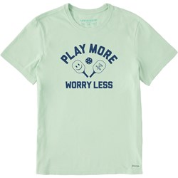 Life Is Good - Mens Play More Worry Less Pickleball T-Shirt