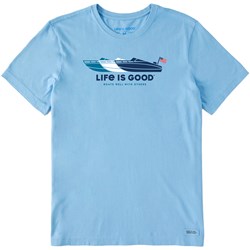 Life Is Good - Mens Rally Boats Well With Others Usa F T-Shirt