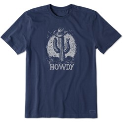 Life Is Good - Mens Woodcut Cactus Howdy Short Sleeve T-Shirt