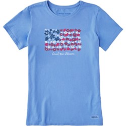 Life Is Good - Womens Count Your Blossoms Usa Flag Crusher T-Shirt