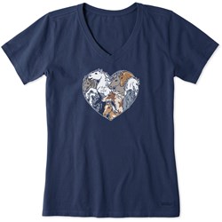 Life Is Good - Womens Fineline Horses Heart Crusher-Lite T-Shirt