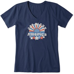 Life Is Good - Womens Groovy God Bless America Crusher T-Shirt