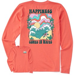 Life Is Good - Womens Groovy Happiness Wave Long Sleeve Crusher-Lite T-Shirt