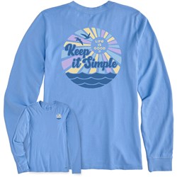 Life Is Good - Womens Groovy Keep It Simple Sun & Sea Long Sleeve Crusher-Lite T-Shirt