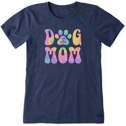 Life Is Good - Womens Groovy Tie Dye Dog Mom Crusher T-Shirt