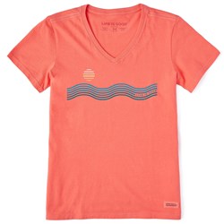 Life Is Good - Womens Linear Waves & Sun Crusher T-Shirt