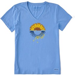 Life Is Good - Womens Macro-Micro Sunflower Bike Ride T-Shirt