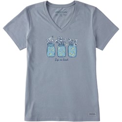 Life Is Good - Womens Realaxed Shine On Daisy Jars Short Sleeve Crusher T-Shirt