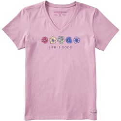 Life Is Good - Womens Simple Rainbow Flowers Crusher-Lite T-Shirt