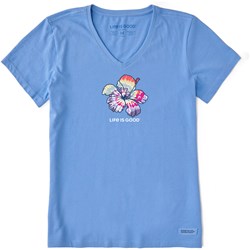 Life Is Good - Womens Tie Dye Hibiscus Short Sleeve Crusher-Lite T-Shirt