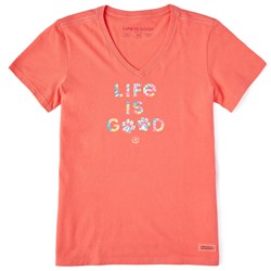 Life Is Good - Womens Tie Dye Paw Print T-Shirt
