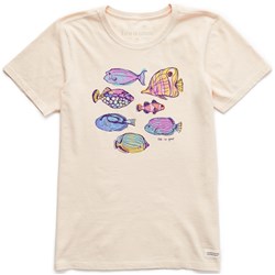 Life Is Good - Womens Watercolor Tropical Fish Crusher T-Shirt