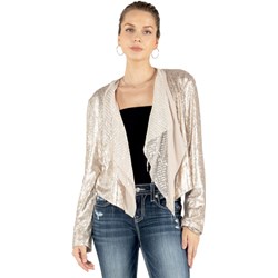 Miss Me - Womens Cropped Sequined Layered Light Cardigan Jacket