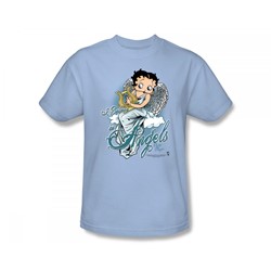 Betty Boop - I Believe In Angels Slim Fit Adult T-Shirt In Light Blue