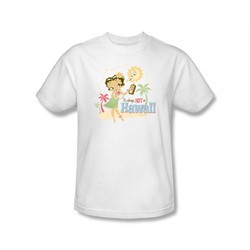 Betty Boop - Hot In Hawaii Slim Fit Adult T-Shirt In White