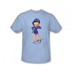 Betty Boop - Officer Boop Slim Fit Adult T-Shirt In Light Blue