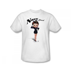 Betty Boop - Navy Boop Slim Fit Adult T-Shirt In White