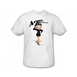 Betty Boop - Army Boop Slim Fit Adult T-Shirt In White