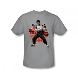 Bruce Lee - Meaning Of Life Slim Fit Adult T-Shirt In Silver