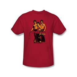 Bruce Lee - Nunchucks Slim Fit Adult T-Shirt In Red