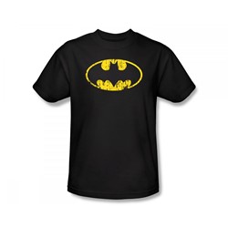 Batman - Classic Logo Distressed Slim Fit Adult T-Shirt In Black