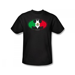 Batman - Mexican Flag Logo Adult T-Shirt In Black