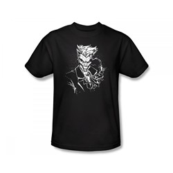 Batman - Joker's Splatter Smile Slim Fit Adult T-Shirt In Black