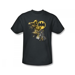 Batman - Bat Signal Slim Fit Adult T-Shirt In Charcoal