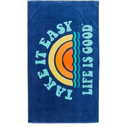 Life Is Good - Take It Easy Rainbow Waves Beach Towel