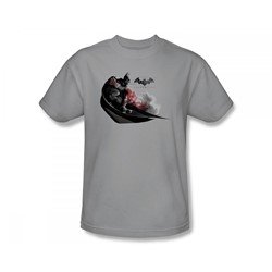 Batman: Arkham City - Ready To Pounce Slim Fit Adult T-Shirt In Silver