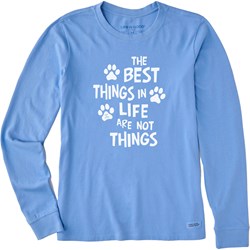 Life Is Good - Womens Wordsmith Best Things In Life Paws Long Sleeve Crusher T-Shirt