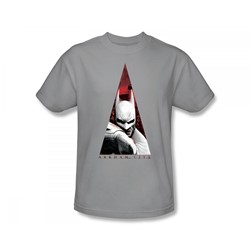 Batman: Arkham City - Bat Triangle Slim Fit Adult T-Shirt In Silver