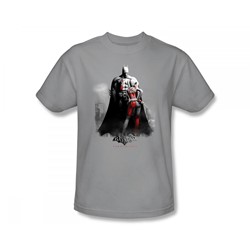 Batman: Arkham City - Harley And Bats Slim Fit Adult T-Shirt In Silver