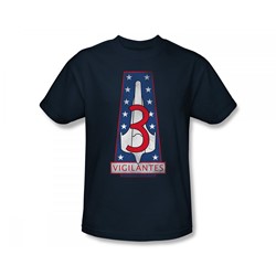 Battlestar Galactica - Vigilantes Badge Slim Fit Adult T-Shirt In Navy
