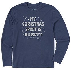 Life Is Good - Mens My Christmas Spirit Is Whiskey Long Sleeve Crusher T-Shirt