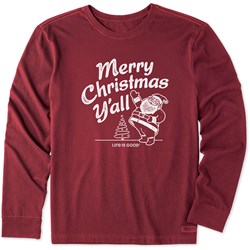 Life Is Good - Mens Santa Merry Christmas Y'All Long Sleeve Crusher T-Shirt