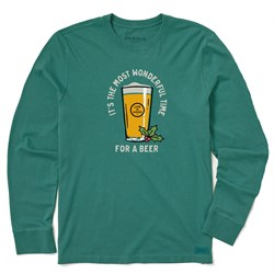 Life Is Good - Mens Time For A Beer Long Sleeve Crusher T-Shirt