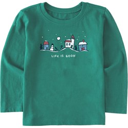 Life Is Good - Toddlers Quirky Snowman Village Vista Long Sleeve Crusher T-Shirt