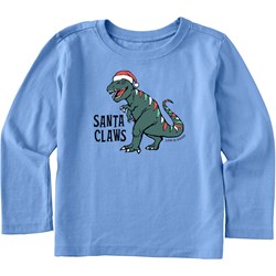 Life Is Good - Toddlers Santa Claws Dino Long Sleeve Crusher T-Shirt