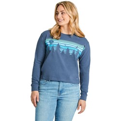 Life Is Good - Womens Tree Striped Sky Long Sleeve Boxy Crusher T-Shirt