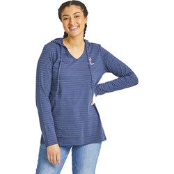 Life Is Good - Womens Wine Glass Long Sleeve Striped Crusher-Lite Hooded T-Shirt