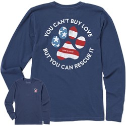 Life Is Good - Womens Americana Rescue Paw Long Sleeve T-Shirt