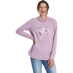 Life Is Good - Womens Butterfly And Floral Compass Crusher-Flex Tunic Hoodie