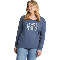 Life Is Good - Womens 3 Genuine Tulips Relaxed Fit Long Sleeve Slub T-Shirt