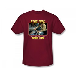 Star Trek - St / Amoke Time Adult T-Shirt In Cardinal