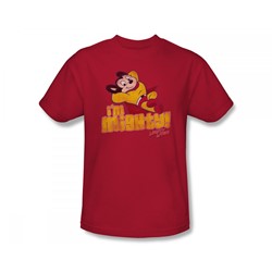 Mighty Mouse - I'M Mighty Slim Fit Adult T-Shirt In Red