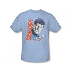 Star Trek - Vintage Spock Slim Fit Adult T-Shirt In Light Blue