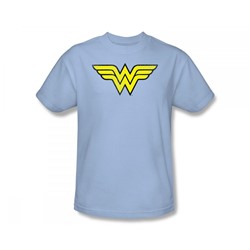 Wonder Woman - Ww Logo Distressed Slim Fit Adult T-Shirt In Light Blue