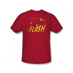 The Flash - Flash Speed Distressed Slim Fit Adult T-Shirt In Red