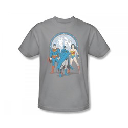 Justice League - Trinity Slim Fit Adult T-Shirt In Silver